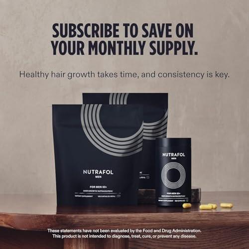 Nutrafol Men 50+ Haarwachstums-Ergänzungsmittel, klinisch getestet für sichtbar dichteres Haar und Kopfhautabdeckung, #1 von Dermatologen empfohlen - 1-Monats-Vorrat, 1 Nachfüllbeutel