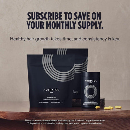 Nutrafol Men 50+ Haarwachstums-Ergänzungsmittel, klinisch getestet für sichtbar dichteres Haar und Kopfhautabdeckung, #1 von Dermatologen empfohlen - 1-Monats-Vorrat, 1 Nachfüllbeutel