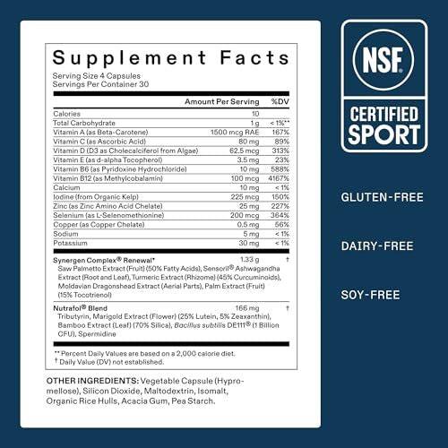 Nutrafol Men 50+ Haarwachstums-Ergänzungsmittel, klinisch getestet für sichtbar dichteres Haar und Kopfhautabdeckung, #1 von Dermatologen empfohlen - 1-Monats-Vorrat, 1 Nachfüllbeutel
