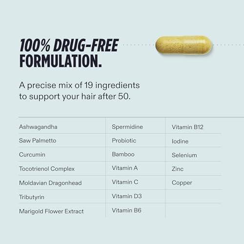 Nutrafol Men 50+ Haarwachstums-Ergänzungsmittel, klinisch getestet für sichtbar dichteres Haar und Kopfhautabdeckung, #1 von Dermatologen empfohlen - 1-Monats-Vorrat, 1 Nachfüllbeutel