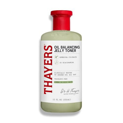 Thayers Oil Balancing and Cooling Jelly Toner – Porenverfeinerndes Gesichtswasser für Mischhaut bis fettige Haut, mattierend und hydratisierend, 355 ml