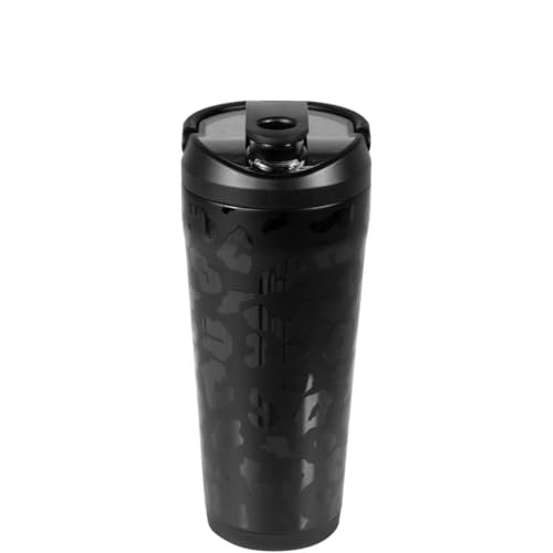 HydroJug 24 oz Edelstahl Shaker – Isoliert, auslaufsicher, BPA-frei mit leiser Mischgitter – Keine Klumpen, kein Lärm – Premium Shaker für Fitness, Sport & Alltag, Schwarz Leopard