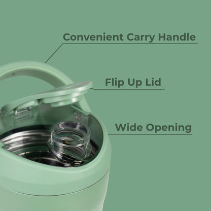 HydroJug 24 oz Edelstahl Shaker – Isoliert, auslaufsicher, BPA-frei mit leiser Mischgitter – Klumpenfrei, leise – Premium Shaker für Fitness, Sport & Alltag, Salbei