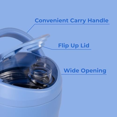 HydroJug 24 oz Edelstahl Shaker – Isoliert, auslaufsicher, BPA-frei mit leiser Mischgitter – Keine Klumpen, kein Lärm – Premium Shaker für Fitness, Sport & Alltag, Hellblau