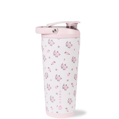 HydroJug 24 oz Edelstahl Shaker – Isoliert, auslaufsicher, BPA-frei mit leiser Mischgitter – Keine Klumpen, kein Lärm – Premium Shaker für Fitness, Sport & Alltag, Wildrose