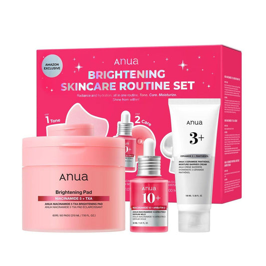 Anua Brightening Niacinamide Hautpflege-Set – Niacinamide TXA Toner Pad & Serum mit Ceramid-Gesichtsfeuchtigkeitscreme für Dunkle Flecken & Feuchtigkeit – Koreanisches Hautpflege-Set für Frauen