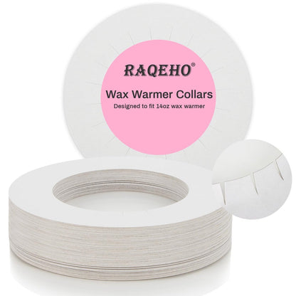 RAQEHO Wachskragen für Wachsschmelztopf - 50 Stück Einweg-Beschichtete Papier-Schutzkragen für 14oz Wachswärmer für die Haarentfernung - Damen-Wachsbad-Zubehör für Kosmetikerinnen