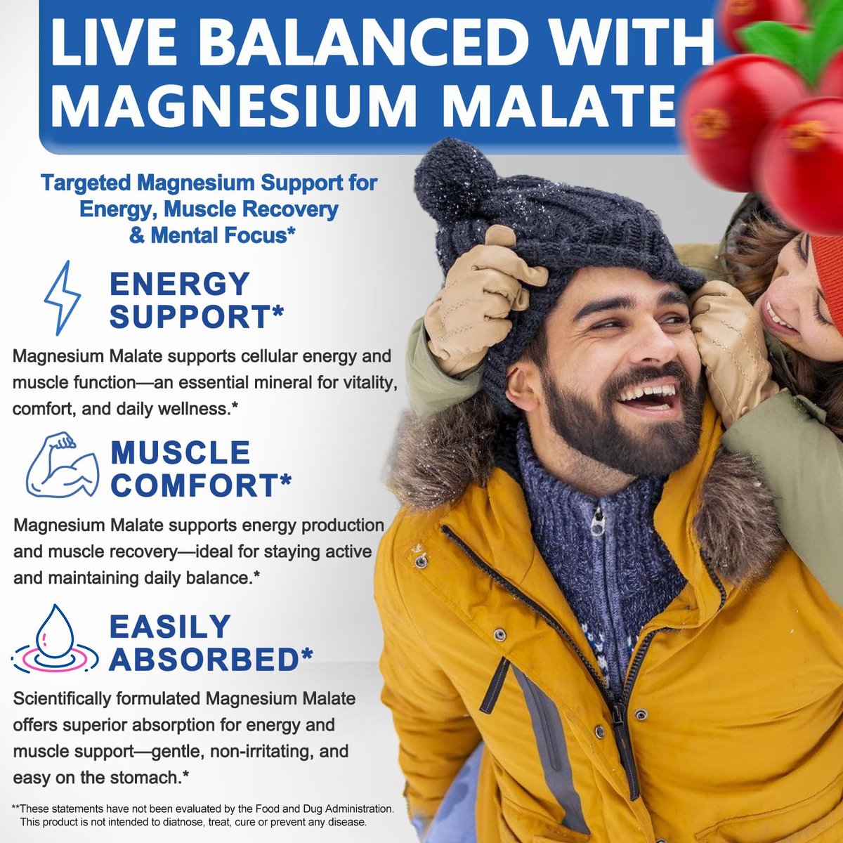 Magnesium Malat Flüssig-Tropfen | Hochabsorbierendes flüssiges Magnesiumpräparat für gesunde Energie & Muskelunterstützung - Magnesium Malat 1500 mg für Erwachsene, Frauen & Männer | Nicht-GVO - 30 Portionen