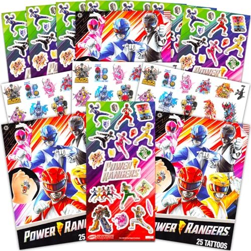 Power Rangers Party Favors Pack – 150 Sticker & 75 temporäre Tattoos für Kindergeburtstage