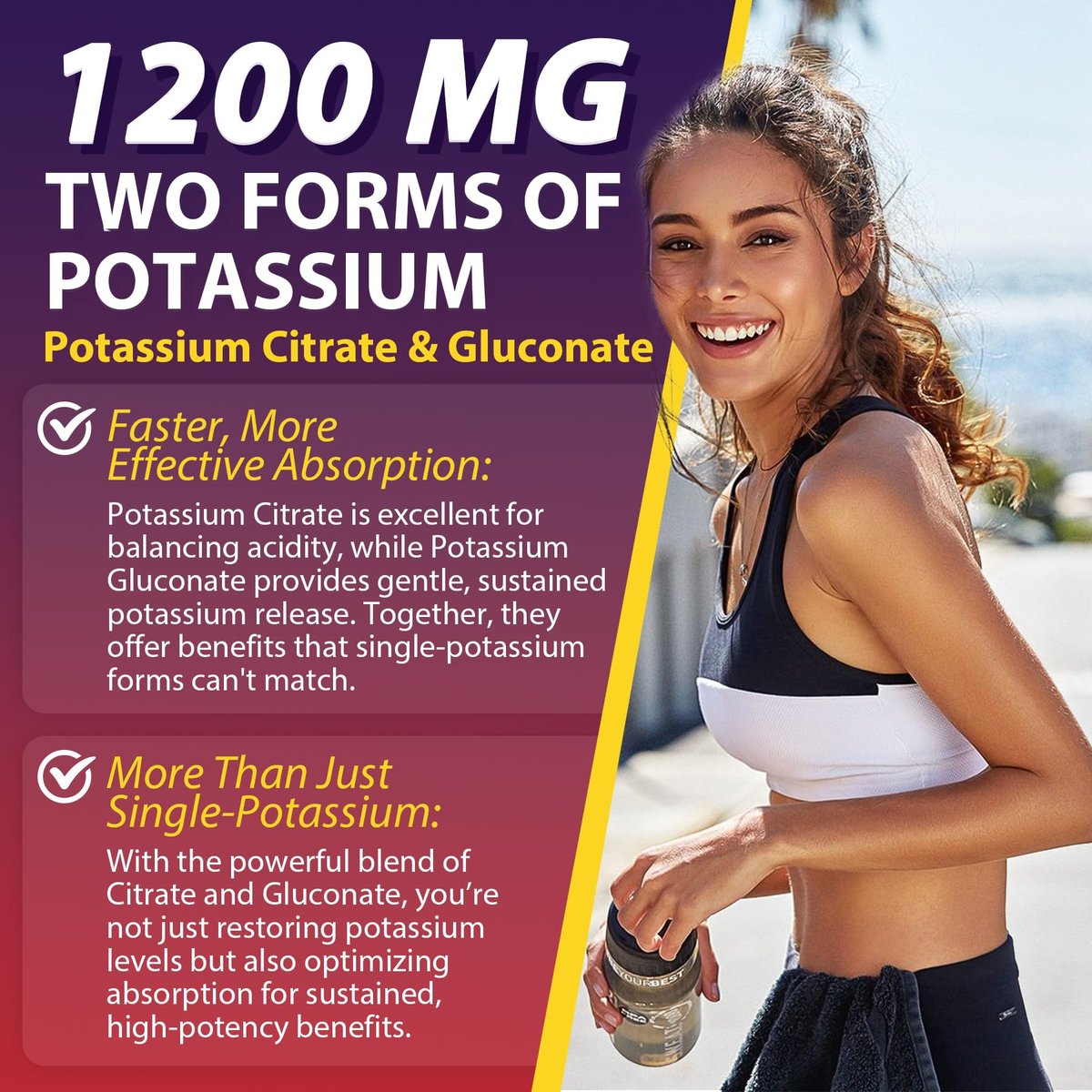 Nextdia Kaliumcitrat und Kaliumgluconat Gummis, 1200mg, mit Magnesium, Omega-3, Calcium, Vitamin D3 K2 B12 E B6, Folsäure – für Muskeln, Nerven und Knochen – 60 Stück