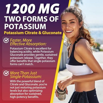 Nextdia Kaliumcitrat und Kaliumgluconat Gummis, 1200mg, mit Magnesium, Omega-3, Calcium, Vitamin D3 K2 B12 E B6, Folsäure – für Muskeln, Nerven und Knochen – 60 Stück