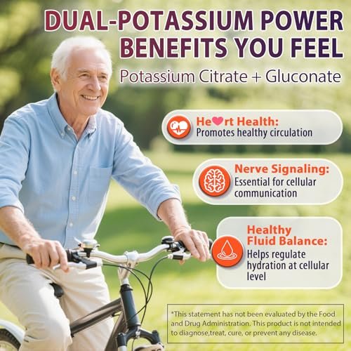 Nextdia Kaliumcitrat und Kaliumgluconat Gummis, 1200mg, mit Magnesium, Omega-3, Calcium, Vitamin D3 K2 B12 E B6, Folsäure – für Muskeln, Nerven und Knochen – 60 Stück