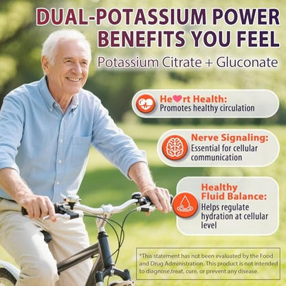 Nextdia Kaliumcitrat und Kaliumgluconat Gummis, 1200mg, mit Magnesium, Omega-3, Calcium, Vitamin D3 K2 B12 E B6, Folsäure – für Muskeln, Nerven und Knochen – 60 Stück