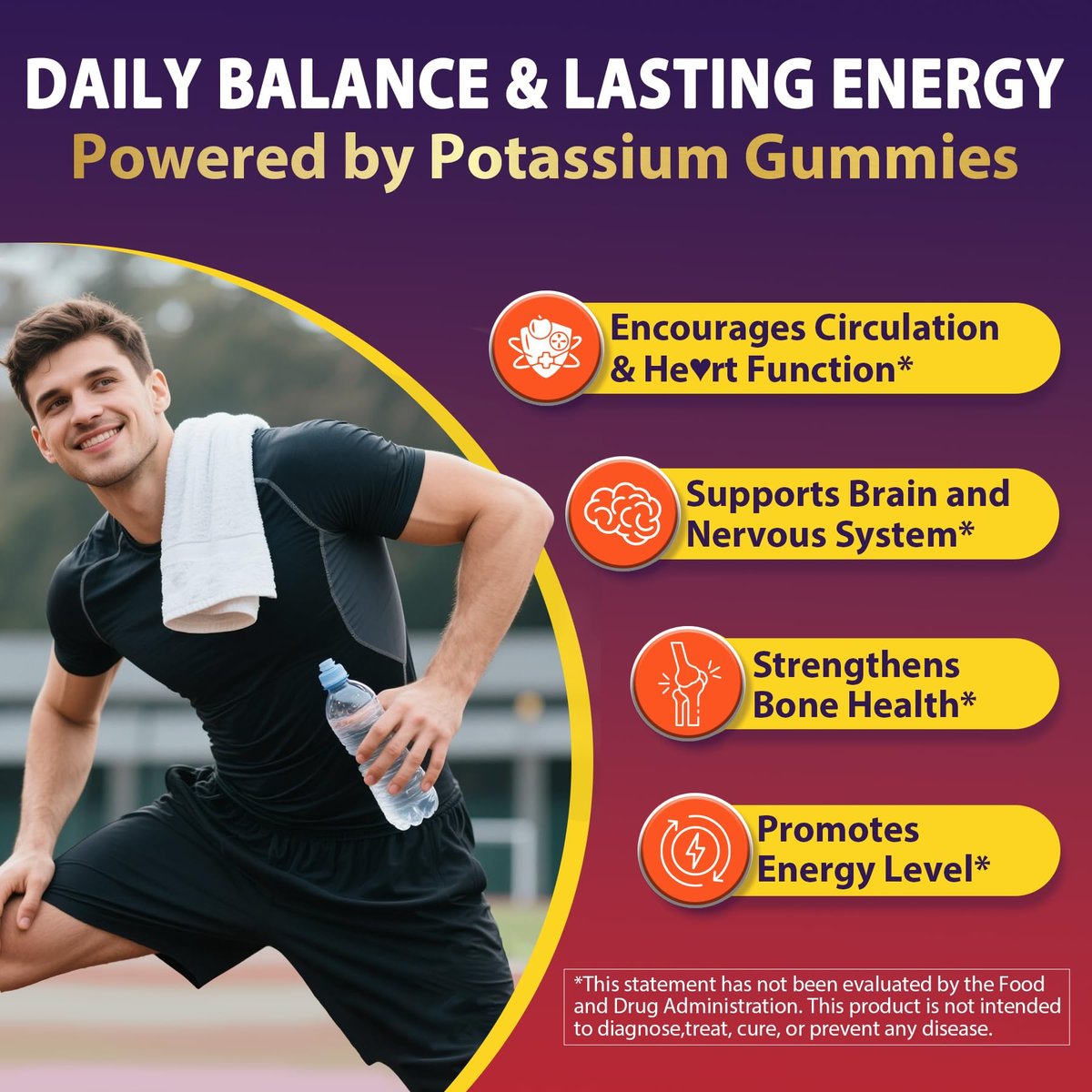 Nextdia Kaliumcitrat und Kaliumgluconat Gummis, 1200mg, mit Magnesium, Omega-3, Calcium, Vitamin D3 K2 B12 E B6, Folsäure – für Muskeln, Nerven und Knochen – 60 Stück