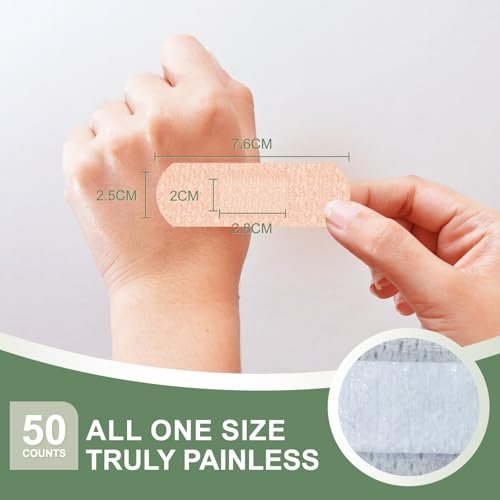 Hysimedy Silikon-Pflaster für empfindliche Haut 1"x3" 50 Stück – Flexible Stoffpflaster, latexfrei, hypoallergen, atmungsaktiv, kleine Wundpflaster für schmerzfreies Entfernen, ideal für Senioren und Kinder