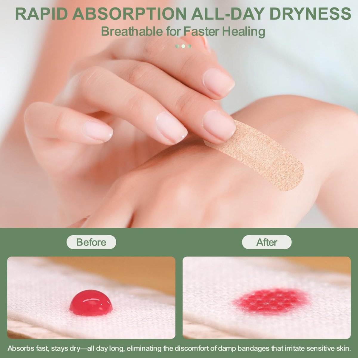Hysimedy Silikon-Pflaster für empfindliche Haut 1"x3" 50 Stück – Flexible Stoffpflaster, latexfrei, hypoallergen, atmungsaktiv, kleine Wundpflaster für schmerzfreies Entfernen, ideal für Senioren und Kinder