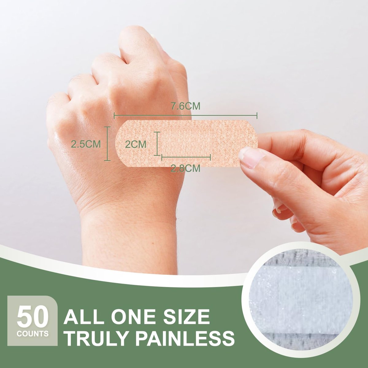 Hysimedy Silikon-Pflaster für empfindliche Haut 1"x3" 50 Stück – Flexible Stoffpflaster, latexfrei, hypoallergen, atmungsaktiv, kleine Wundpflaster für schmerzfreies Entfernen, ideal für Senioren und Kinder