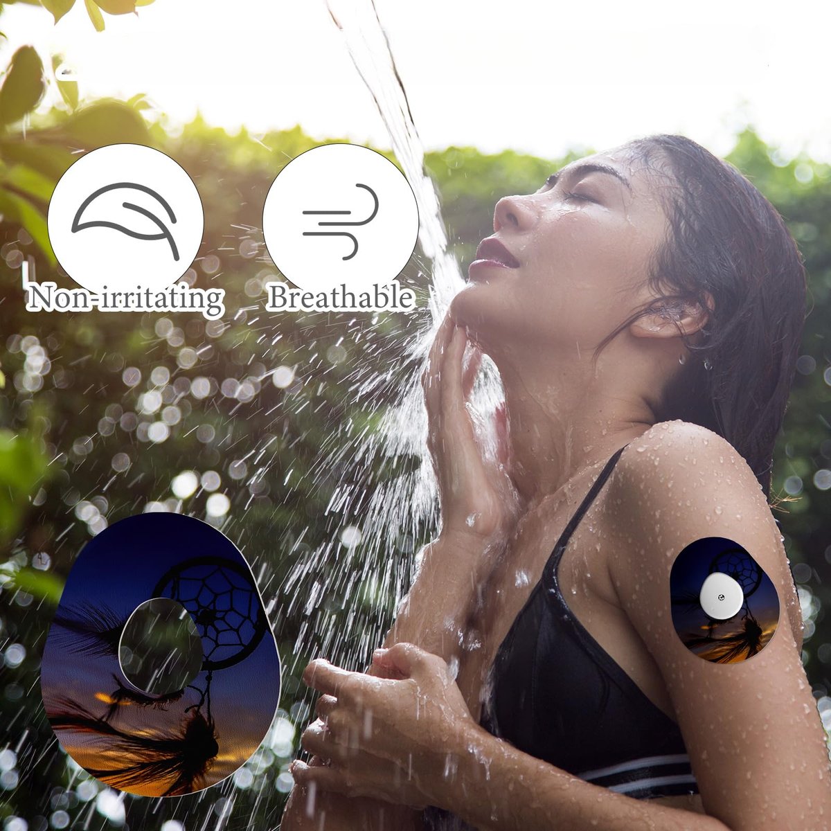 FuWeave 36er-Pack Klebepflaster mit Sternenhimmel-Design, wasserdichte CGM-Abdeckung kompatibel mit Dexcom G7, schweißresistente bunte Sensorschutzfolie mit geteiltem Träger, CGM-Tape
