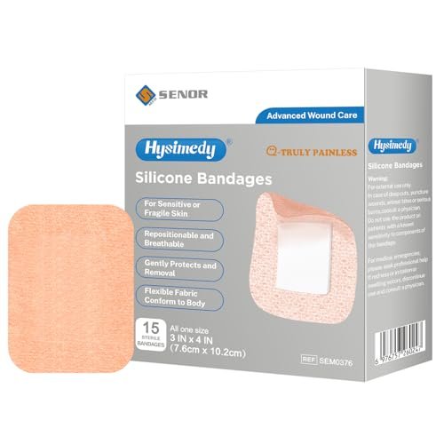 Hysimedy Silikonpflaster für empfindliche Haut 7,6x10,2 cm 15 Stück – flexible, latexfreie, hypoallergene, atmungsaktive große Wundpflaster – schmerzfreies Entfernen für Senioren und Kinder