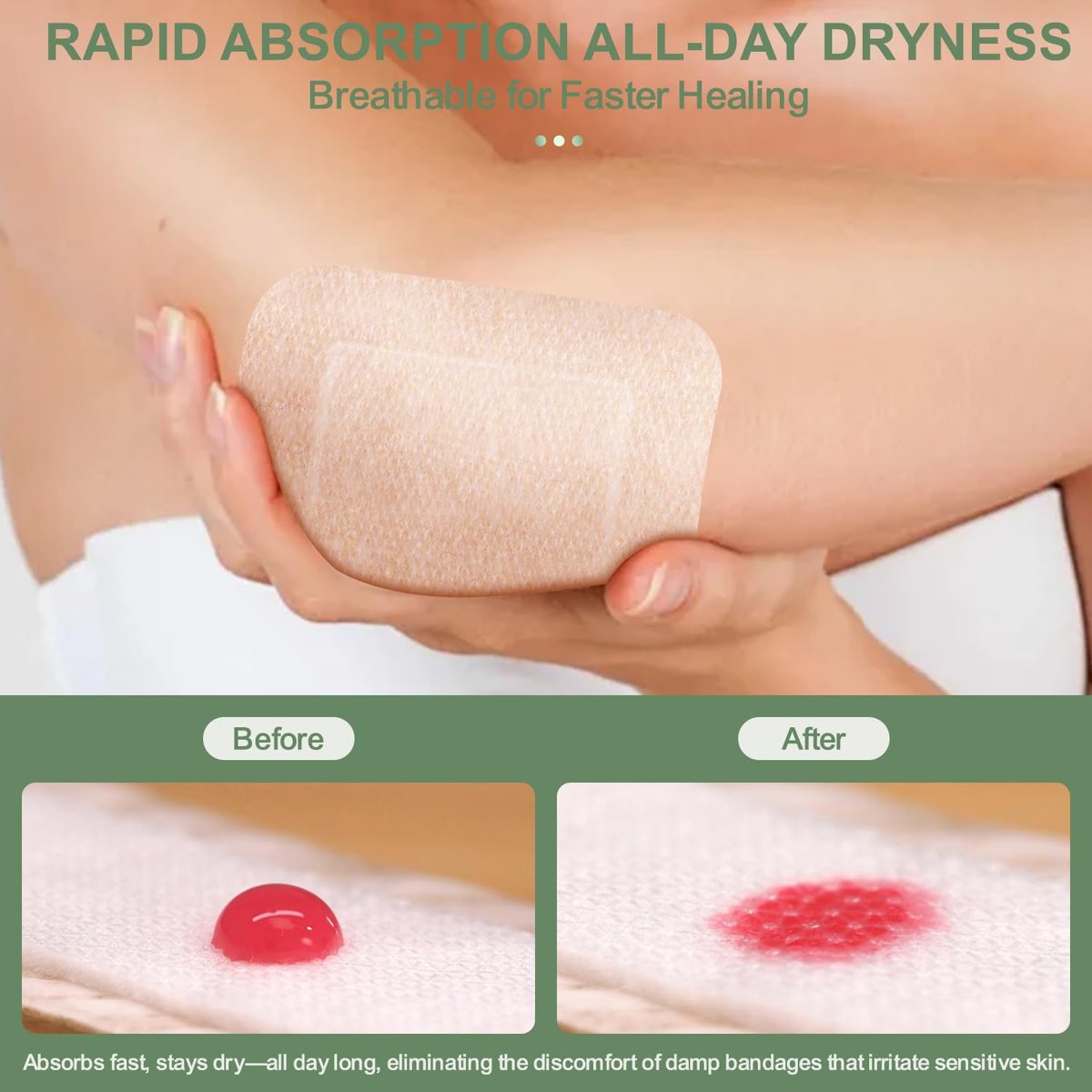 Hysimedy Silikonpflaster für empfindliche Haut 7,6x10,2 cm 15 Stück – flexible, latexfreie, hypoallergene, atmungsaktive große Wundpflaster – schmerzfreies Entfernen für Senioren und Kinder
