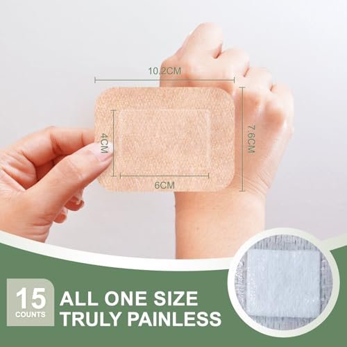 Hysimedy Silikonpflaster für empfindliche Haut 7,6x10,2 cm 15 Stück – flexible, latexfreie, hypoallergene, atmungsaktive große Wundpflaster – schmerzfreies Entfernen für Senioren und Kinder