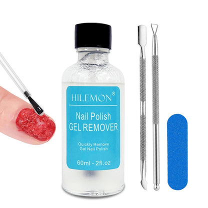 Schnellentferner für Gel-Nagellack Set, Gel in 3 Minuten entfernen, sicher für Naturnägel mit Nagelwerkzeugen, kein Einweichen oder Einwickeln nötig, Gel-Entferner für Nägel, größere Größe (60 ml)
