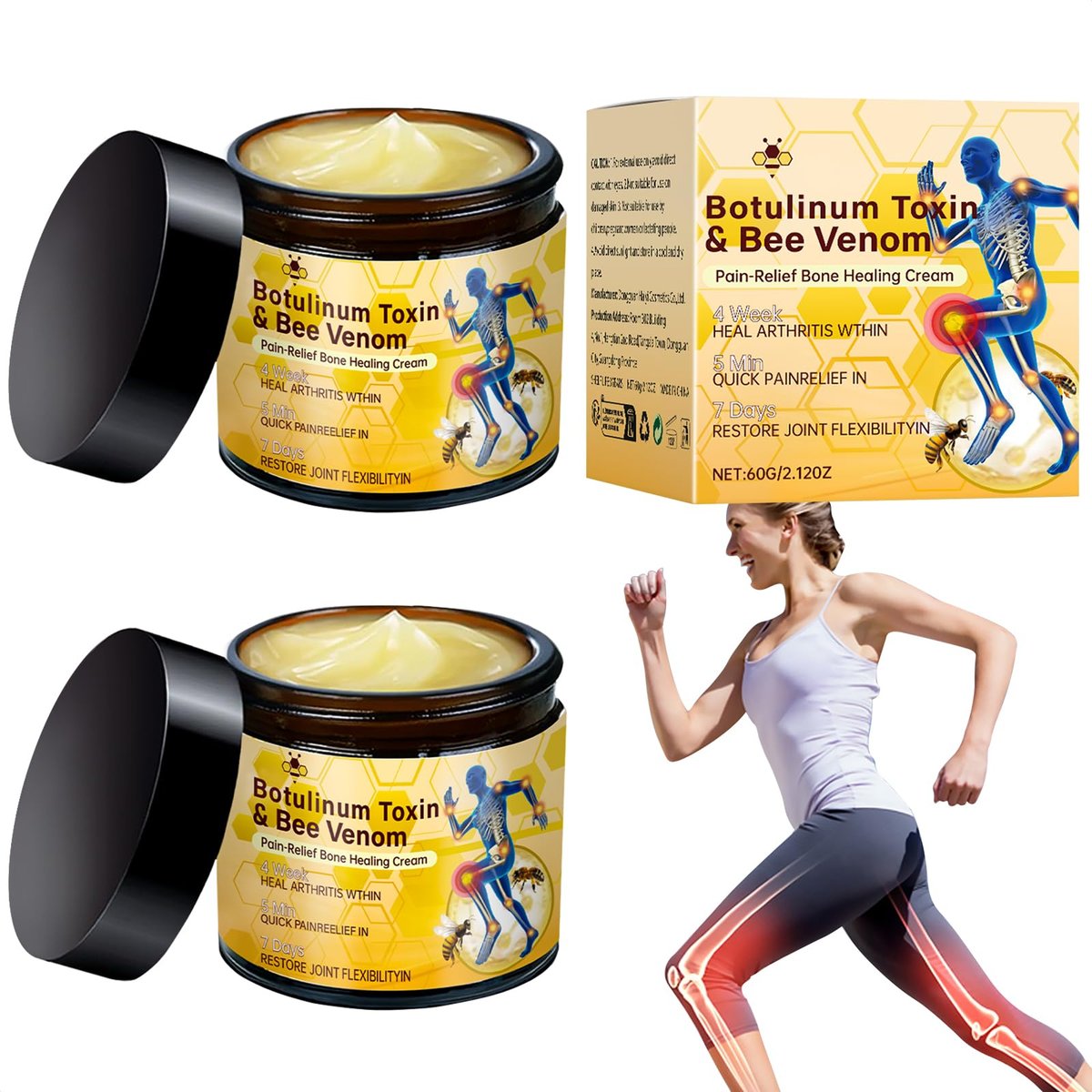 Rubeonly 2x Bienengift Gelenkcreme - Fortschrittliche Gelenk- und Knochenpflege für Rücken, Nacken, Hände und Knie
