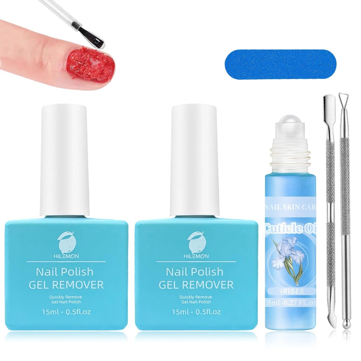 Schnellentferner für Gel-Nagellack, Gel in 3 Minuten entfernen, ohne Einweichen oder Einwickeln, 15 ml, 2er-Pack