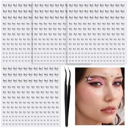 YGDZ Face Gems – Fake Piercings Nose Stud Silber, Fake Eyebrow Piercing, Stick On Face Sticker, Lippenpiercing, Rave Accessoires, Y2K Make-up für Damen und Herren