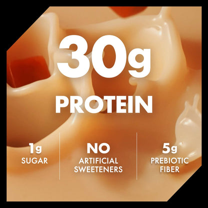 Oikos Protein Shake, Salz-Karamell, 30g Protein, 5g Präbiotische Ballaststoffe, Haltbar, Trinkfertig, 12er Pack (12 x 355ml)