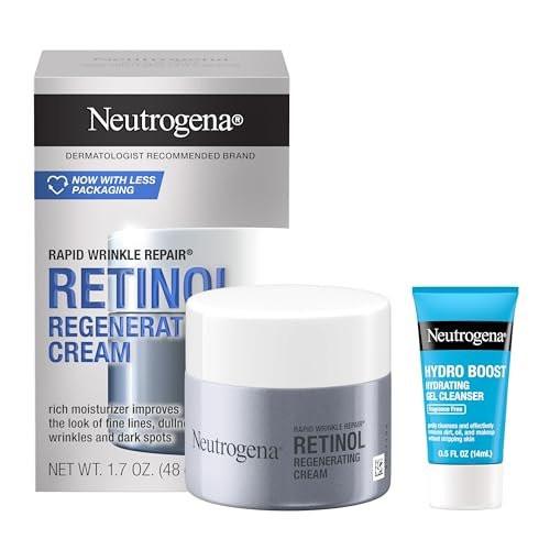 Neutrogena Rapid Wrinkle Repair Retinol Gesichtsfeuchtigkeitscreme, Anti-Aging-Gesichtscreme mit Retinol & Hyaluronsäure, 1,7 oz + Probiergröße Hydro Boost Gesichtsreiniger, 0,5 fl. oz