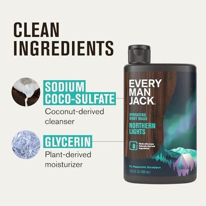 Every Man Jack Herren Duschgel Geschenkset – 3 belebende Winterdüfte – Tiefenreinigung, Feuchtigkeitspflege mit natürlich gewonnenen Inhaltsstoffen – 13,5 oz (3er-Pack)
