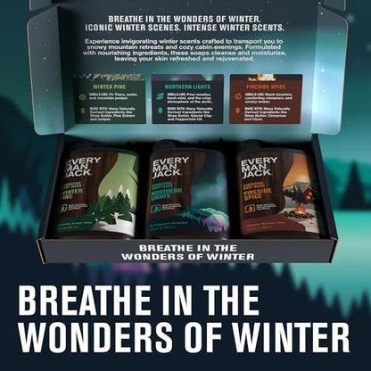 Every Man Jack Herren Duschgel Geschenkset – 3 belebende Winterdüfte – Tiefenreinigung, Feuchtigkeitspflege mit natürlich gewonnenen Inhaltsstoffen – 13,5 oz (3er-Pack)