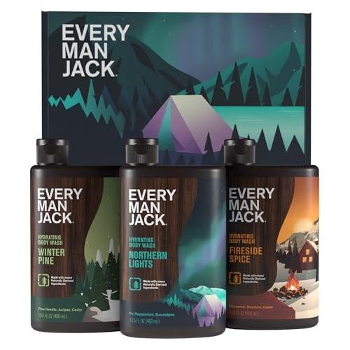 Every Man Jack Herren Duschgel Geschenkset – 3 belebende Winterdüfte – Tiefenreinigung, Feuchtigkeitspflege mit natürlich gewonnenen Inhaltsstoffen – 13,5 oz (3er-Pack)