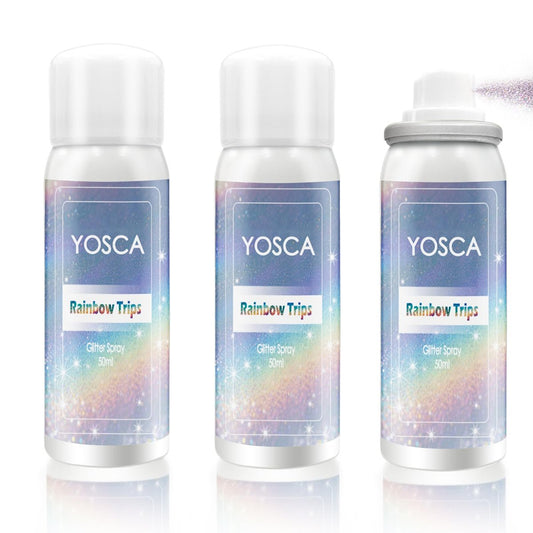 Yosca Body Glitter Spray – 3er Set Holographischer Silber-Glitzer-Spray für Körper, Haare & Kleidung – Perfekt für Festivals, Partys & Raves