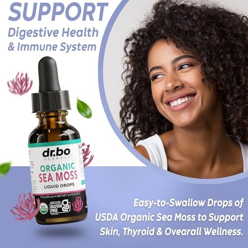 DR. BO Irish Sea Moss Liquid Drops - Bio-Organische Seamoss-Tropfen für Immun-, Haut- und Darmgesundheit - Veganes Seamoss-Öl-Gel-Tinktur, Chondrus Crispus Bio-Seamoss-Gel-Öl für Erwachsene & Kinder 30 ml