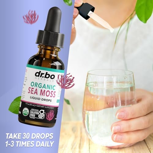 DR. BO Irish Sea Moss Liquid Drops - Bio-Organische Seamoss-Tropfen für Immun-, Haut- und Darmgesundheit - Veganes Seamoss-Öl-Gel-Tinktur, Chondrus Crispus Bio-Seamoss-Gel-Öl für Erwachsene & Kinder 30 ml
