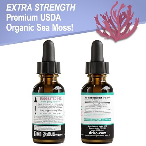 DR. BO Irish Sea Moss Liquid Drops - Bio-Organische Seamoss-Tropfen für Immun-, Haut- und Darmgesundheit - Veganes Seamoss-Öl-Gel-Tinktur, Chondrus Crispus Bio-Seamoss-Gel-Öl für Erwachsene & Kinder 30 ml
