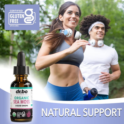 DR. BO Irish Sea Moss Liquid Drops - Bio-Organische Seamoss-Tropfen für Immun-, Haut- und Darmgesundheit - Veganes Seamoss-Öl-Gel-Tinktur, Chondrus Crispus Bio-Seamoss-Gel-Öl für Erwachsene & Kinder 30 ml