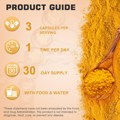 Turmeric Curcumin 1800mg mit 95% Curcuminoiden & Schwarzem Pfeffer – Hochabsorbierbare Formel für Gelenke, Entzündungen & Immunsystem – Extra Stark, Vegan, Ohne Gentechnik – 90 Kapseln
