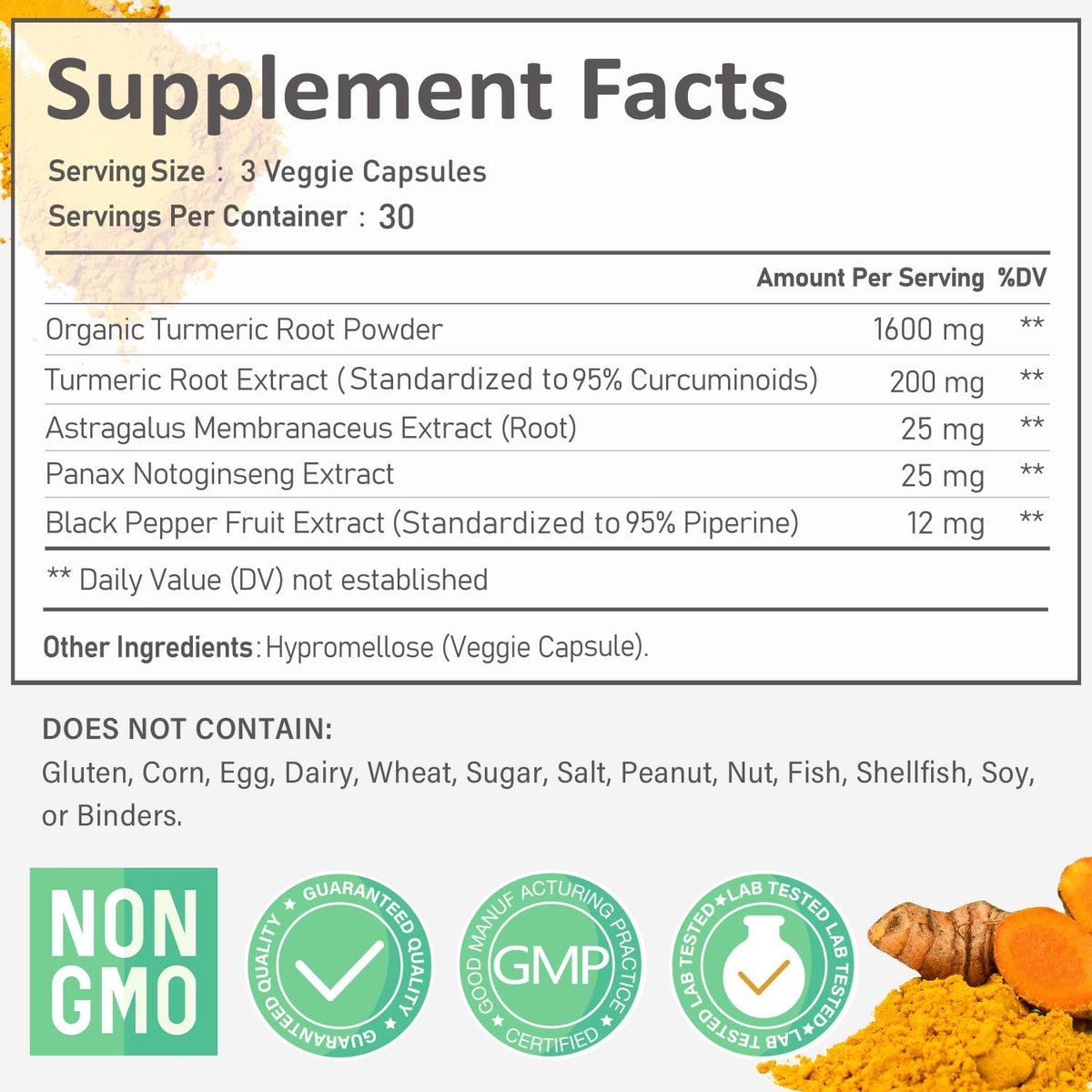 Turmeric Curcumin 1800mg mit 95% Curcuminoiden & Schwarzem Pfeffer – Hochabsorbierbare Formel für Gelenke, Entzündungen & Immunsystem – Extra Stark, Vegan, Ohne Gentechnik – 90 Kapseln