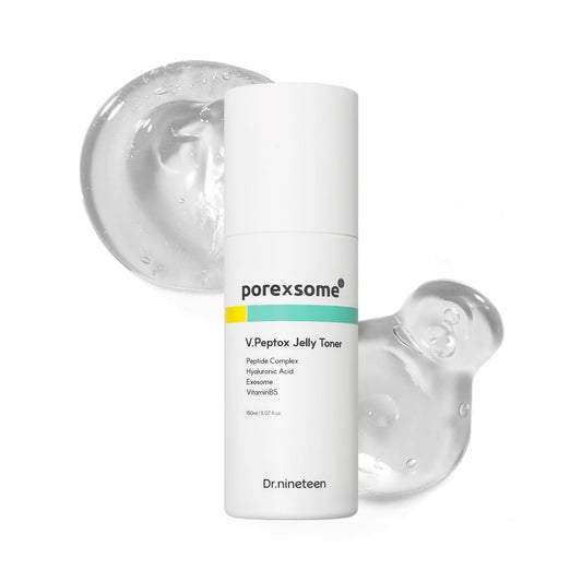 Dr.nineteen PoreXsome V.Peptox Jelly Toner – 13 Peptide 25.000 ppm + 10 Hyaluronsäure + Exosom – Porenverfeinerndes & kühlendes Essence Toner (150 ml)