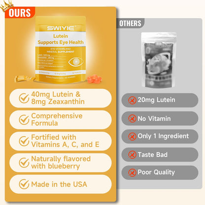 Swiyie Lutein Gummies – Augen-Vitamin- und Mineralstoffpräparat mit 20 mg Lutein & 4 mg Zeaxanthin – Gummivitamine zur Unterstützung der Augengesundheit – natürlich aromatisiert, 60 Gummis