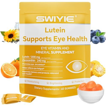 Swiyie Lutein Gummies – Augen-Vitamin- und Mineralstoffpräparat mit 20 mg Lutein & 4 mg Zeaxanthin – Gummivitamine zur Unterstützung der Augengesundheit – natürlich aromatisiert, 60 Gummis