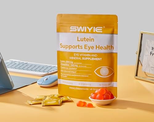 Swiyie Lutein Gummies – Augen-Vitamin- und Mineralstoffpräparat mit 20 mg Lutein & 4 mg Zeaxanthin – Gummivitamine zur Unterstützung der Augengesundheit – natürlich aromatisiert, 60 Gummis
