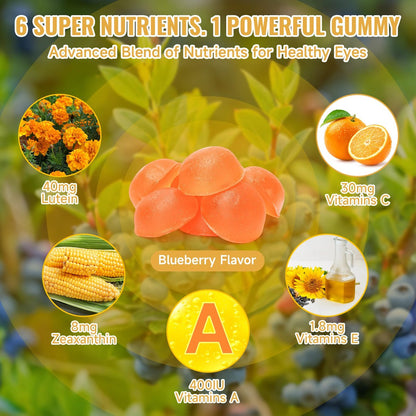 Swiyie Lutein Gummies – Augen-Vitamin- und Mineralstoffpräparat mit 20 mg Lutein & 4 mg Zeaxanthin – Gummivitamine zur Unterstützung der Augengesundheit – natürlich aromatisiert, 60 Gummis
