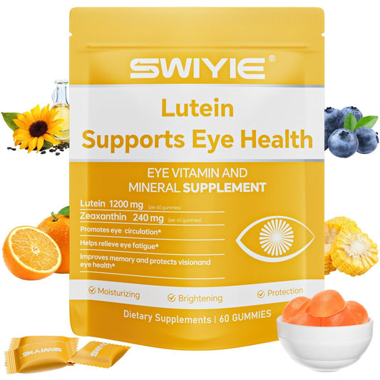 Swiyie Lutein Gummies – Augen-Vitamin- und Mineralstoffpräparat mit 20 mg Lutein & 4 mg Zeaxanthin – Gummivitamine zur Unterstützung der Augengesundheit – natürlich aromatisiert, 60 Gummis