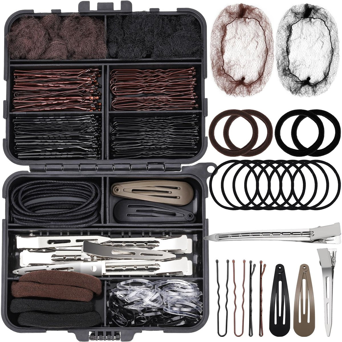 Teenitor 163-teiliges Haaraccessoire-Set – Haarnadeln, Haarnetze, Clips, Haargummis & Aufbewahrung für Tänze, Ballett, Wettbewerbe