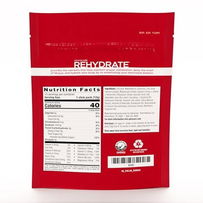 AdvoCare Rehydrate Elektrolyt-Drink-Mix – mit Magnesium, Natrium, Kalium & Calcium – Antioxidantien & Aminosäuren – Hydration & Regeneration – Granatapfel-Mandarine, 15 Sticks (6,3 oz)