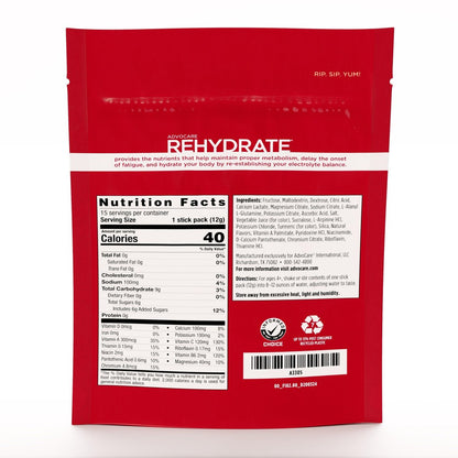 AdvoCare Rehydrate Elektrolyt-Drink-Mix – mit Magnesium, Natrium, Kalium & Calcium – Antioxidantien & Aminosäuren – Hydration & Regeneration – Granatapfel-Mandarine, 15 Sticks (6,3 oz)